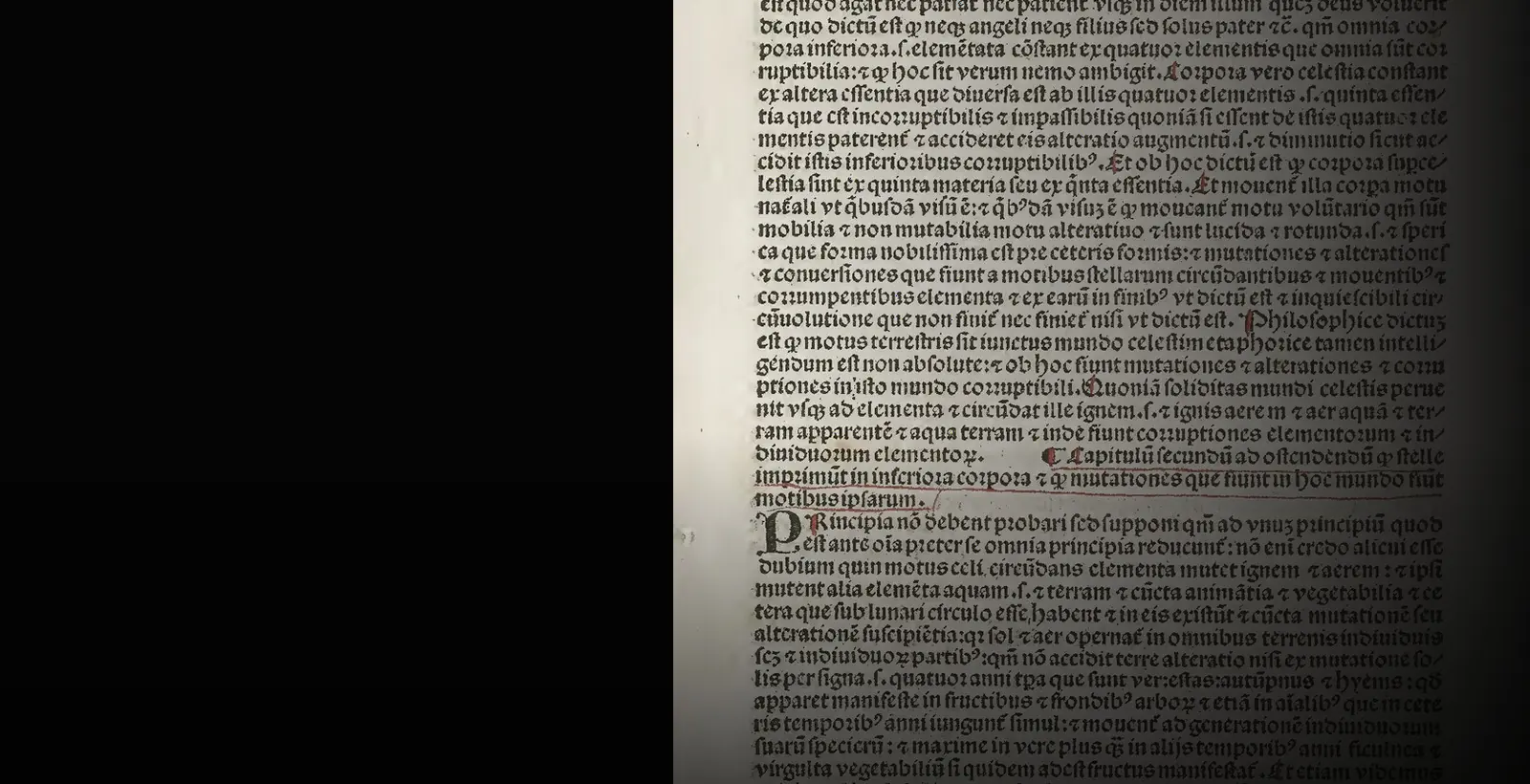 Page de l’incunable de 1491 du Liber astronomiae de Guido Bonatti, lettrine rubriquée.