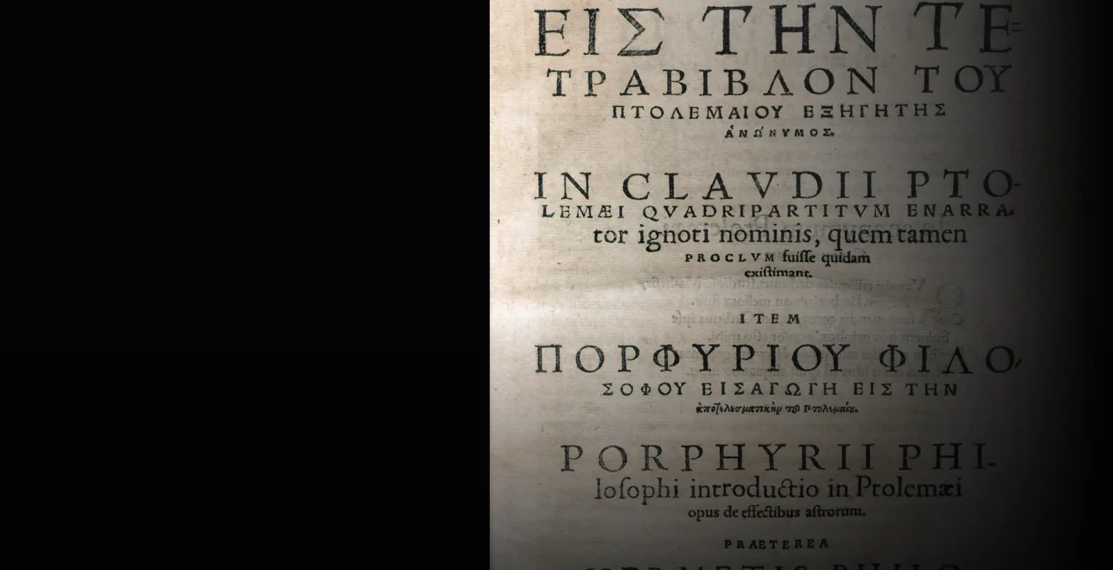 Page de titre d’une édition de la Tetrabiblos de Ptolémée imprimée à Bâle en 1559.